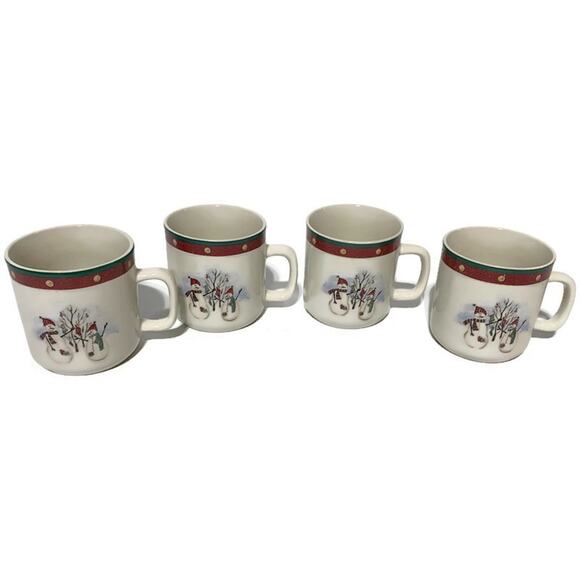Royal Seasons Snowman Christmas Ceramic Coffee Mug 7 Ounces Set of 4 - Picture 3 of 6